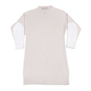 Stella McCartney Wool Cashmere Printed Sleeve Neutral Tunic Sweater Size 38